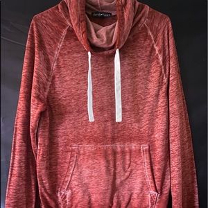 Long sleeve red large collard sweater.